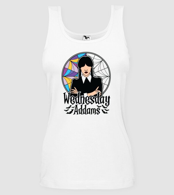 Wednesday Window colorful model alb pe tricou
