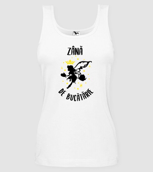 zână de bucătărie model alb pe tricou