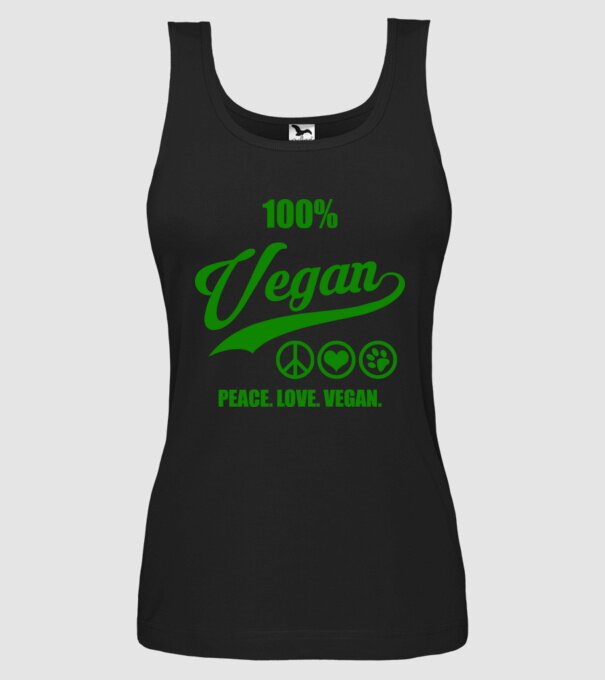 100% vegan model negru pe tricou
