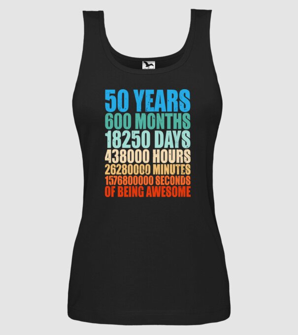 50 years of being awesome model negru pe tricou