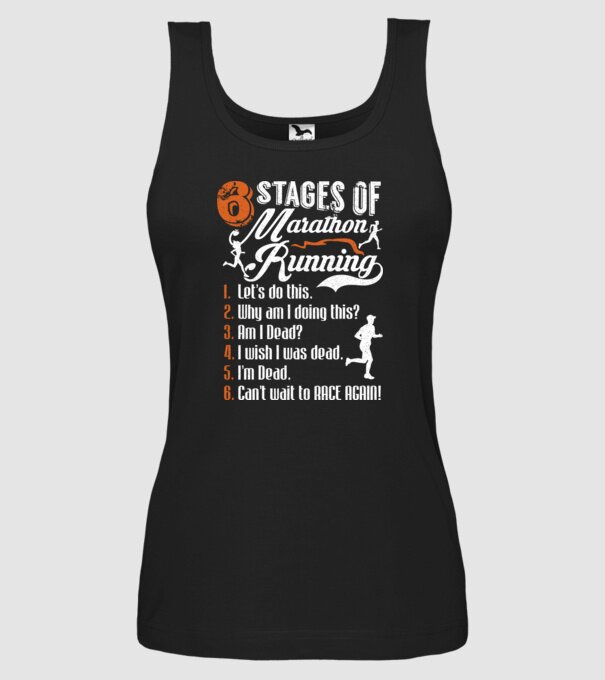 6 stages of marathon model negru pe tricou
