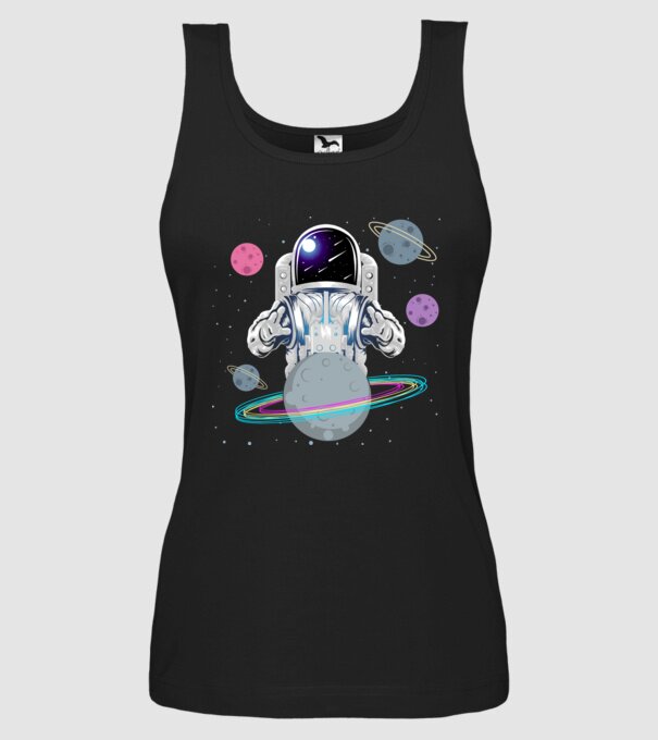 Astronaut planets model negru pe tricou