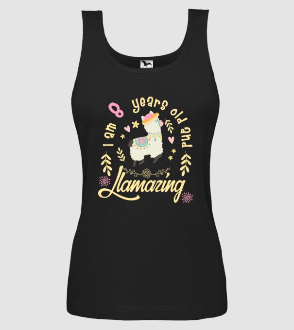 Birthday Llamazing 8 years old model negru pe tricou