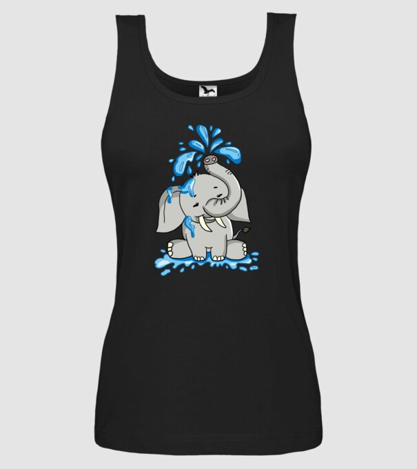 boldog elefánt model negru pe tricou