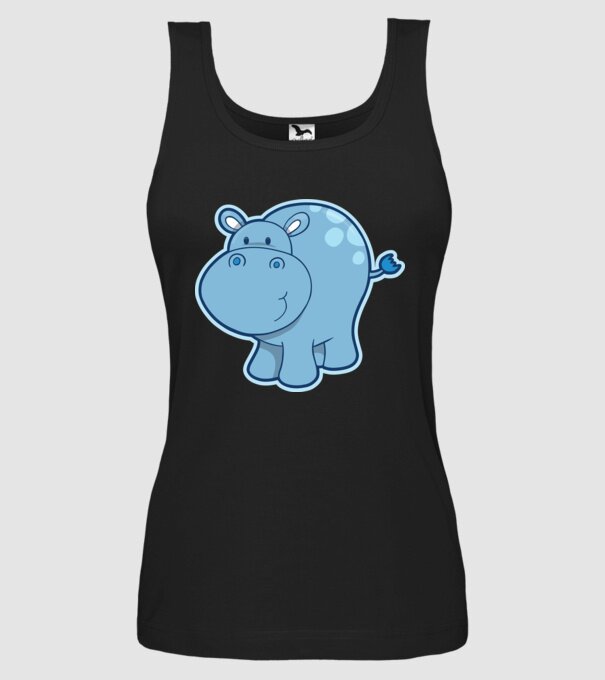 Cartoon hippo model negru pe tricou