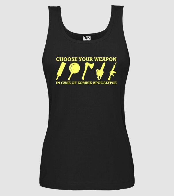 choose your weapon model negru pe tricou