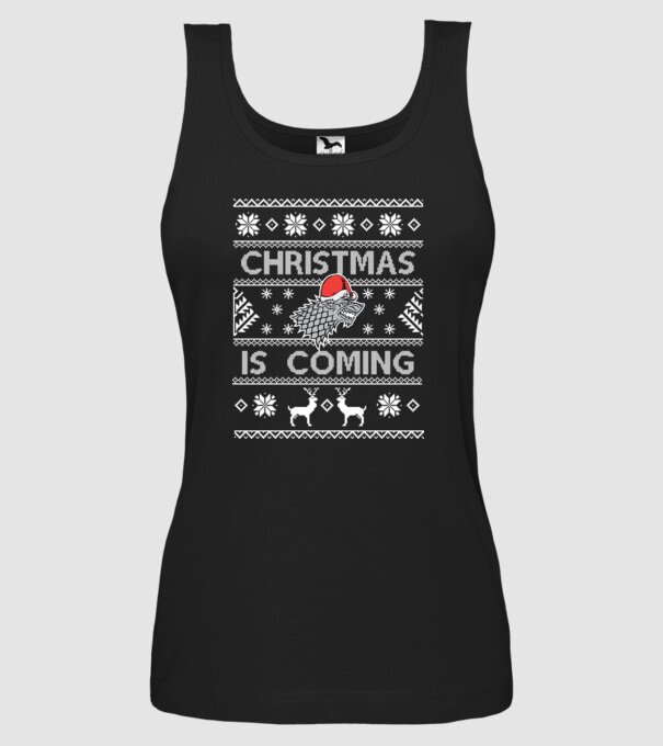 Christmas is Coming ugly sweater Game of Thrones model negru pe tricou