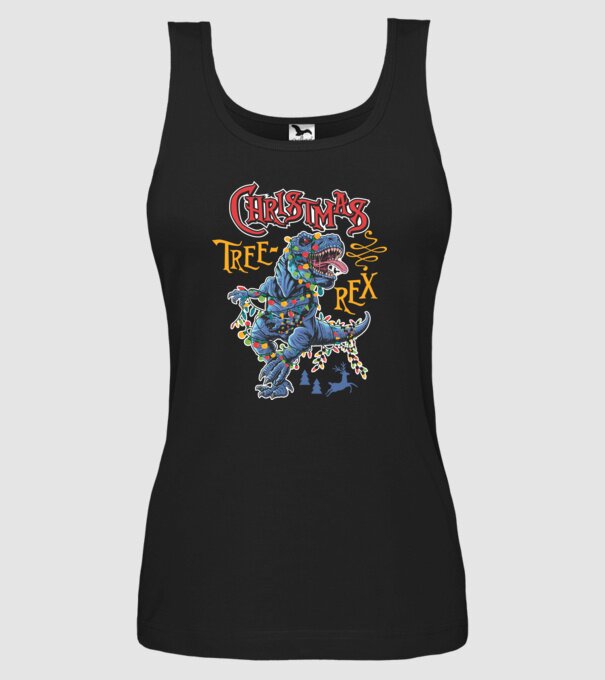 Christmas tree rex model negru pe tricou