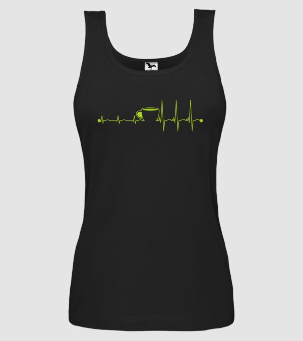 Coffee heartbeat model negru pe tricou