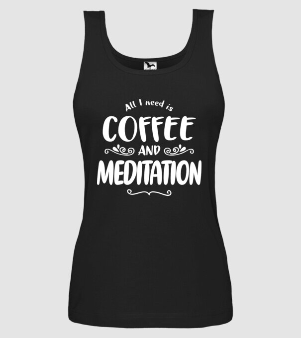 coffee meditation model negru pe tricou