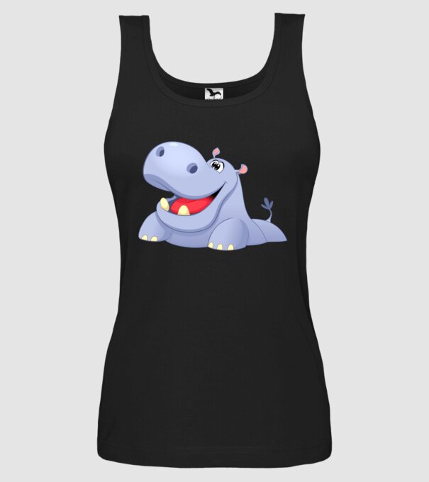 Cute Hippo model negru pe tricou