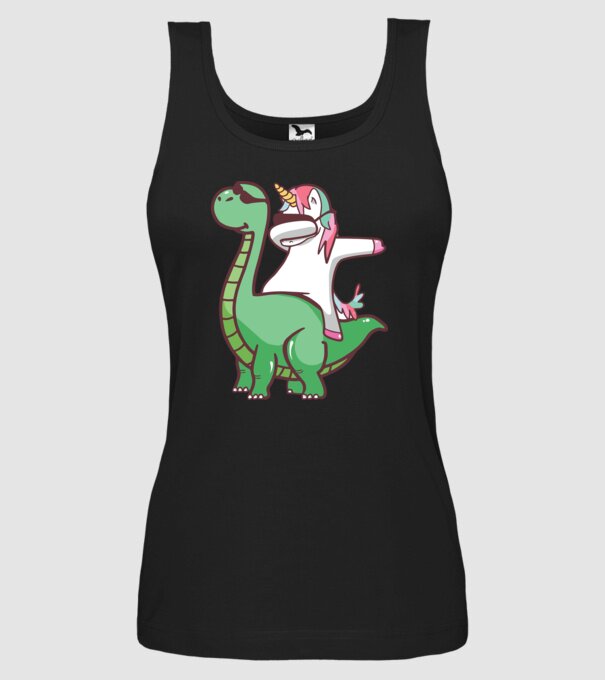 Dinozaur dabunicorn model negru pe tricou