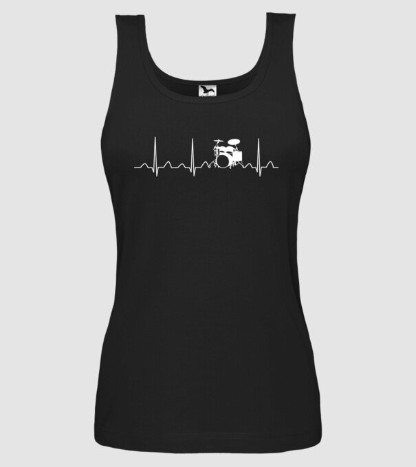 Drums heartbeat model negru pe tricou