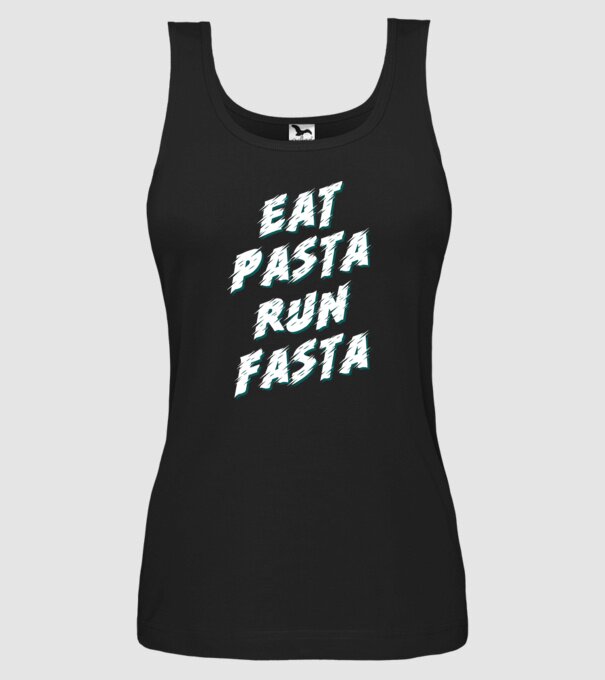 eat pasta run fasta model negru pe tricou