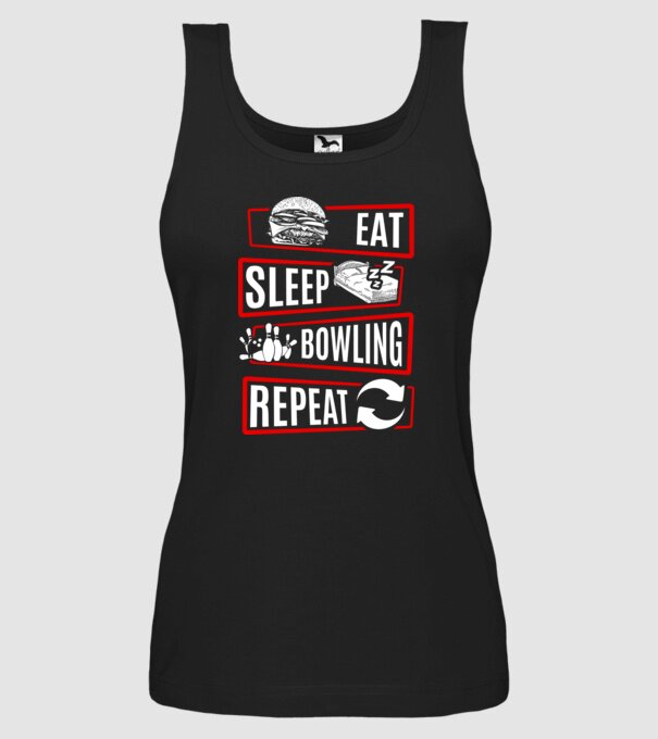 Eat sleep bowling repeat model negru pe tricou