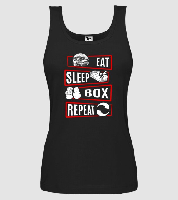 Eat sleep box repeat model negru pe tricou