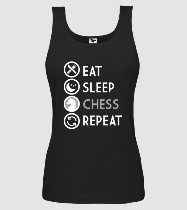 eat sleep chess model negru pe tricou