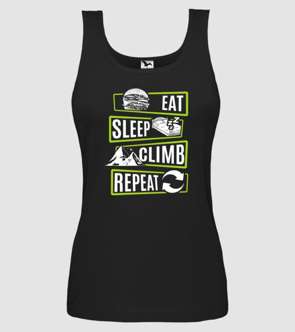 Eat sleep climb repeat model negru pe tricou