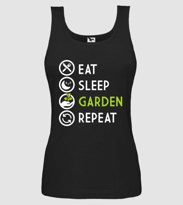 Eat sleep garden repeat model negru pe tricou