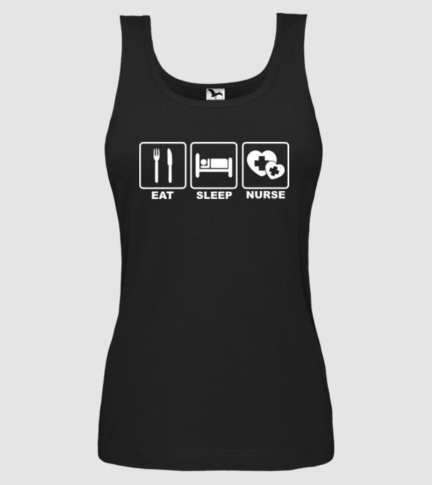 Eat Sleep Nurse model negru pe tricou