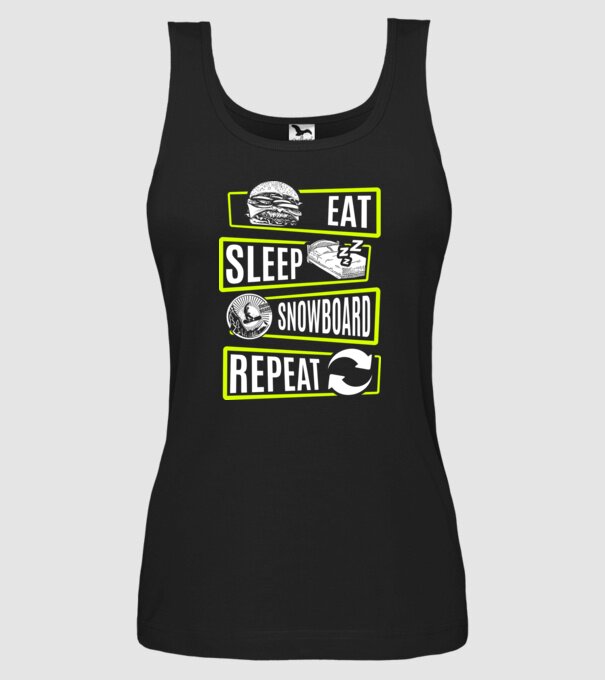 Eat sleep SNOWBOARD repeat V2 model negru pe tricou