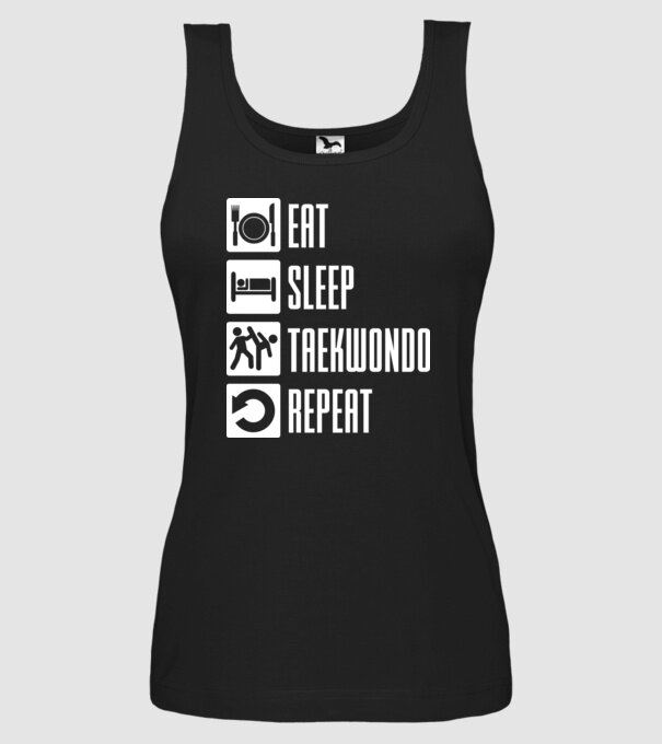 Eat sleep taekwondo model negru pe tricou