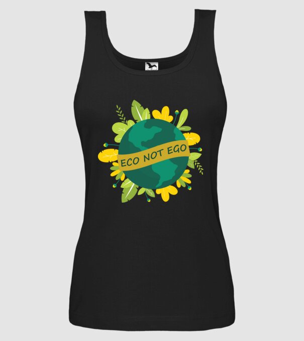 ECO NOT EGO model negru pe tricou