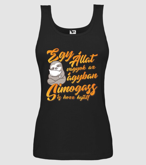 sunt un animal în pat, mângâie-mă și adu-mi mâncare! model negru pe tricou