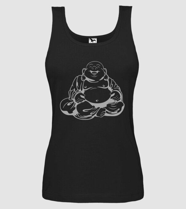 fat buddha model negru pe tricou