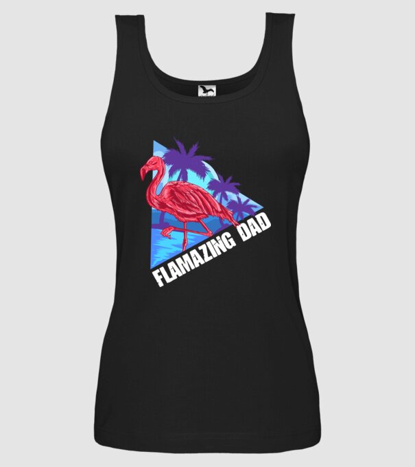 Flamingo dad model negru pe tricou