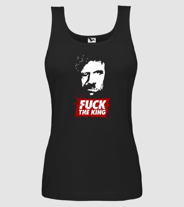 Fuck the king model negru pe tricou