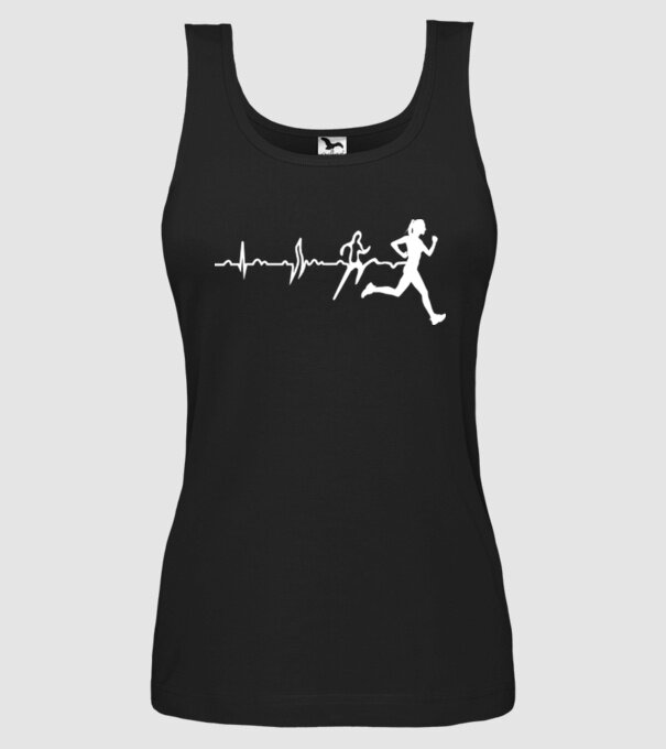 femeie alergătoare ecg model negru pe tricou
