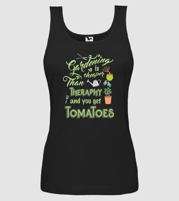 Gardening is cheaper than theraphy model negru pe tricou