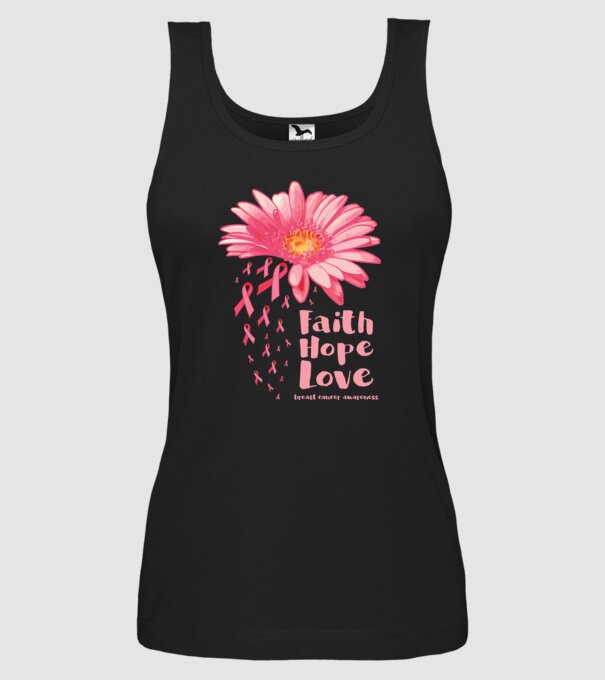 Gerbera faith hope love model negru pe tricou