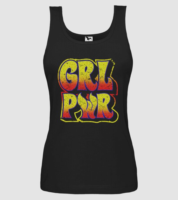 Girl Power retro model negru pe tricou