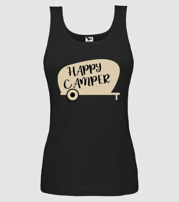 Happy camper text model negru pe tricou