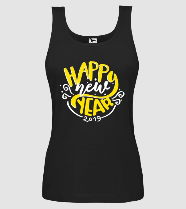 Happy new 2019 model negru pe tricou