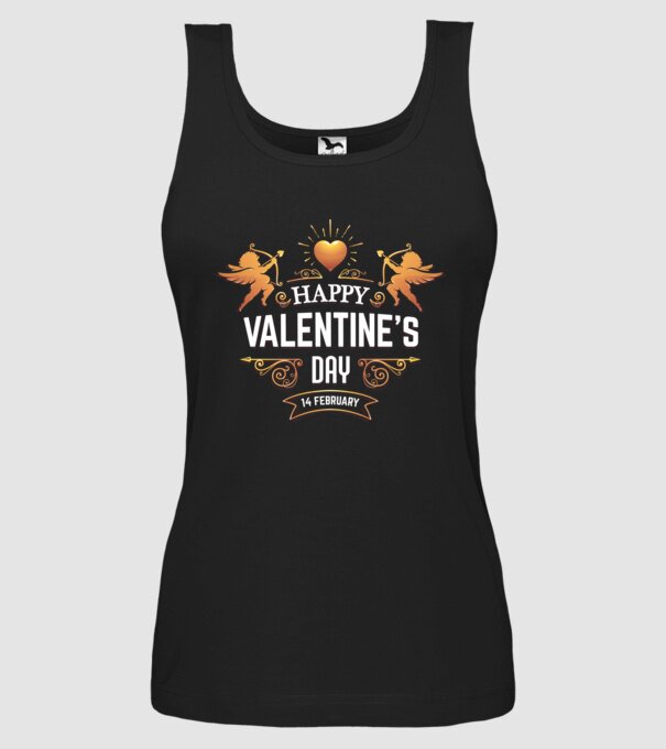 'Happy Valentine''s Day!' model negru pe tricou