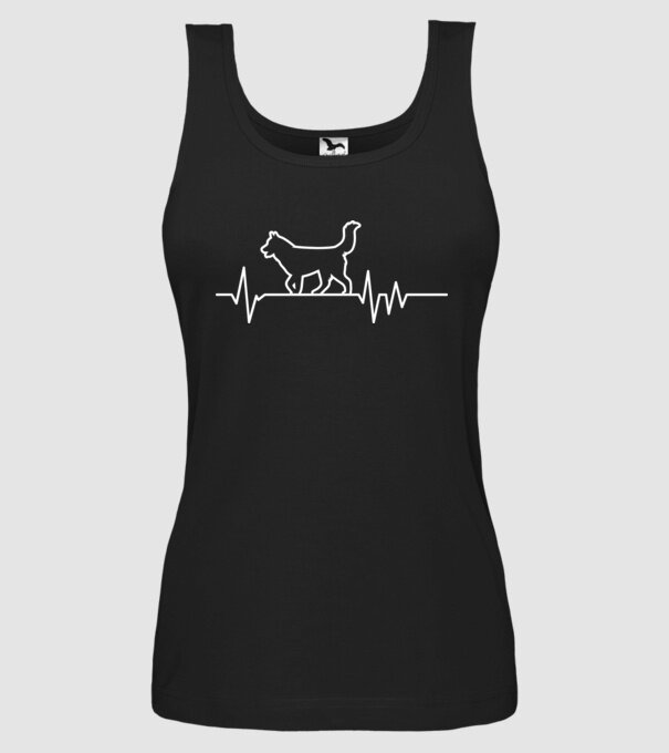Heartbeat line Husky model negru pe tricou
