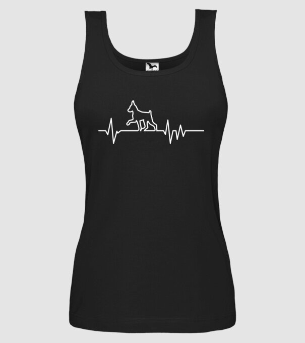Heartbeat line Pinscher model negru pe tricou
