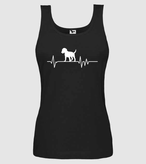 Heartbeat silueta Beagle model negru pe tricou