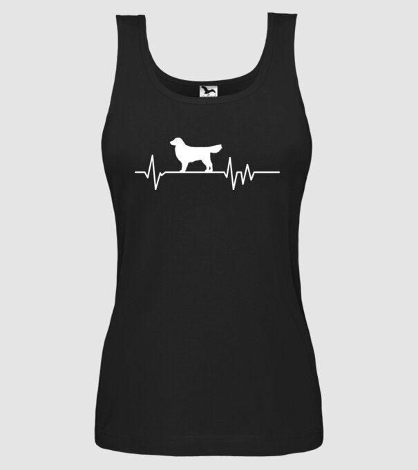 Heartbeat silueta Golden retriever model negru pe tricou