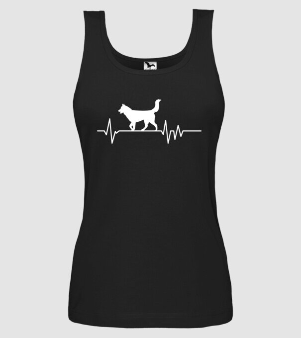 Heartbeat silueta Husky model negru pe tricou