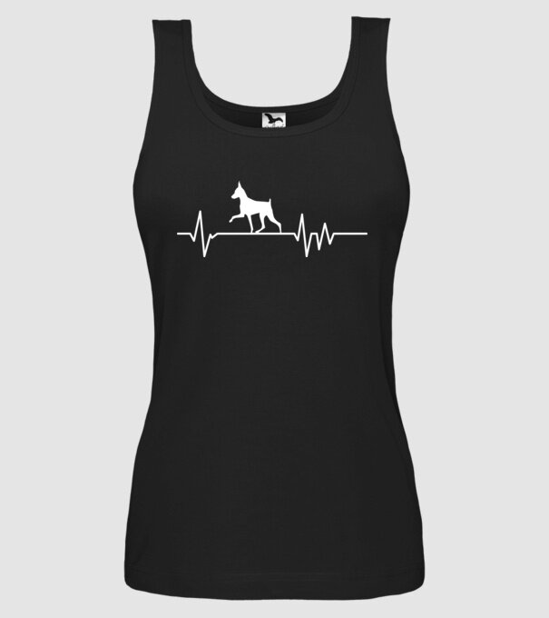 Heartbeat silueta Pinscher model negru pe tricou