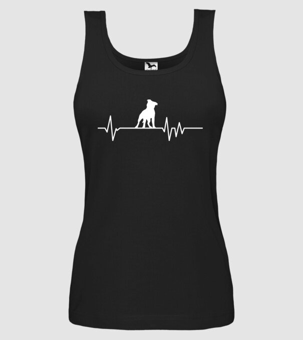 Heartbeat silueta Staffordshire terrier model negru pe tricou