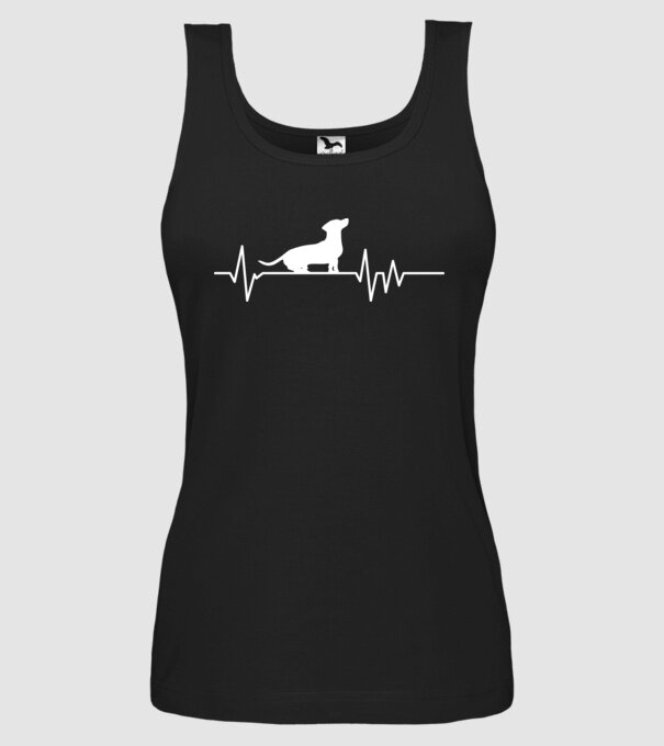 Heartbeat silueta Teckel model negru pe tricou