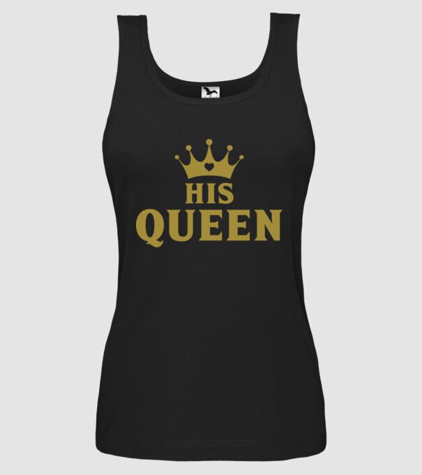 His Queen model negru pe tricou