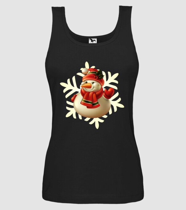 Om de zăpadă Moș Crăciun model negru pe tricou