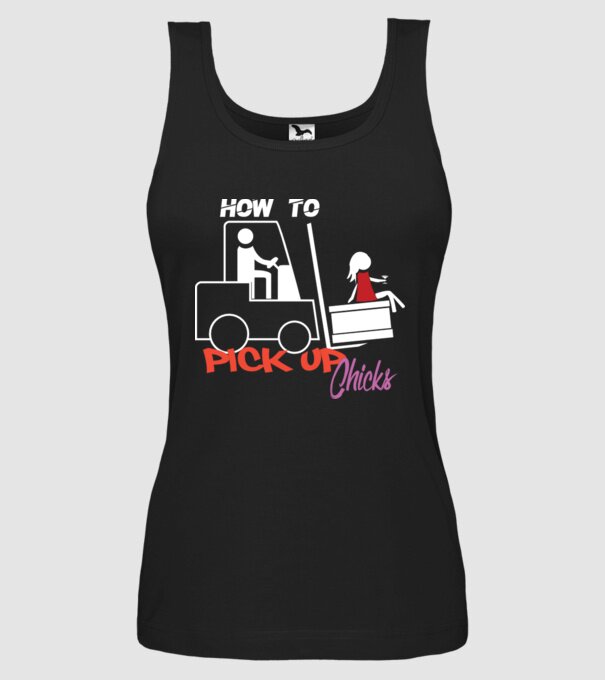 How to Pick up Chicks model negru pe tricou