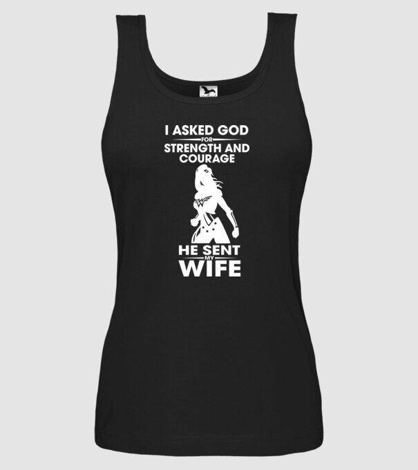 I asked God for strenght and courage model negru pe tricou